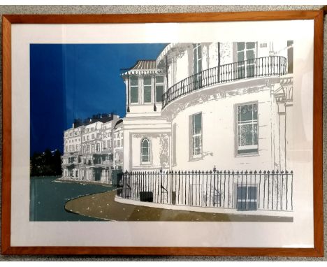 Large framed print of a period terrace scene - 78cm x 67cm 