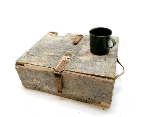 WWII (1944 dated) German hand grenade munitions box - 35cm x 43cm x 16cm ~ has had section cut out of base &amp; other obviou