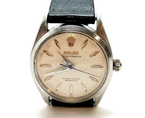 Rolex oyster perpetual chronometer gents wristwatch in a stainless steel oyster case (32mm) #6564 serial 438161 (dates to 194