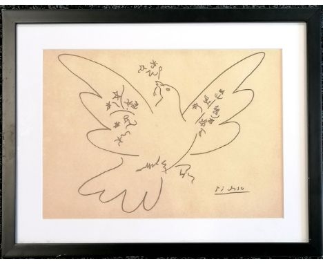 Framed Picasso dove of peace print - 43cm x 33cm 