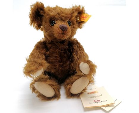Steiff jointed teddy girl - 20cm high. With Steiff button, in good condition. 