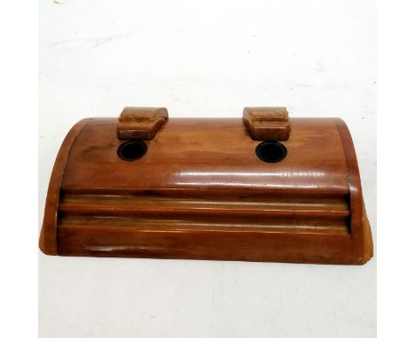 Art Deco period bakelite / early plastic desk inkstand with sliding lids to top &amp; original red / black liners - 28cm x 16