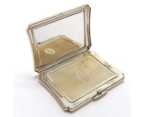 Silver engraved decorated powder compact by Kigu - 8cm x 6cm &amp; 123g total weight