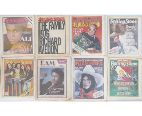 A Collection of 1970's Rolling Stones Magazines. Including cover art of Neil Young, Muhammed Ali, Eagles etc. 