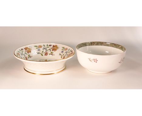 Wedgwood Humming Bird patterned fruit bowl together with unusual Minton Haddon Hall patterned similar item, largest diameter 