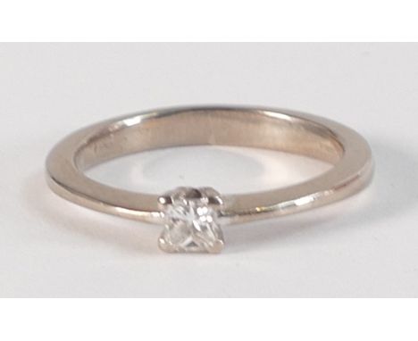 18ct white gold square cut solitaire diamond ring,size I,2.9g. 