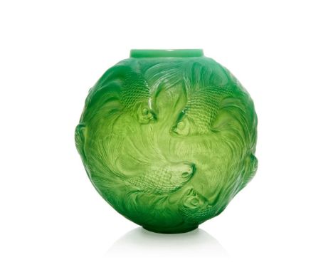  RENÉ LALIQUE (1860-1945) FORMOSE VASE, NO. 934 designed 1924cased jade greenintaglio R. LALIQUE 17cm (6 ¾in) high   