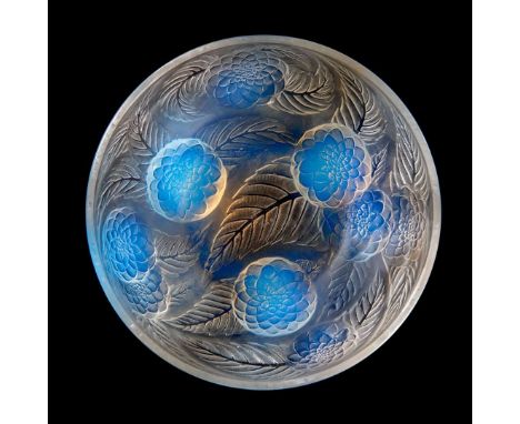  RENÉ LALIQUE (1860-1945) DAHLIAS BOWL, NO. 3210 designed 1921opalescentmoulded R. LALIQUE FRANCE, engraved No. 3210&nbsp; 24