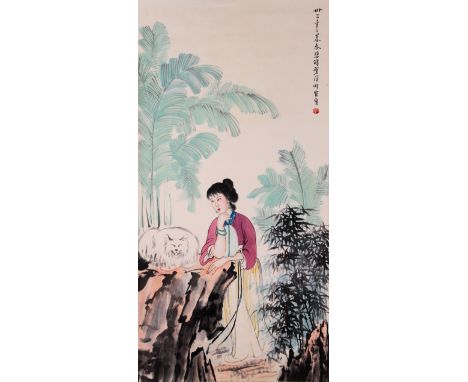 A Chinese Scroll Painting By Liu Danzhai 20th century. H 53 7/8" W 26 3/4" (137 cm x 68 cm)