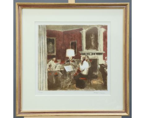 BERNARD DUNSTAN (1920-2017), THE GABRIELI QUARTET AT STOURHEAD, 1987, signed and numbered 109/200 in pencil, coloured lithogr
