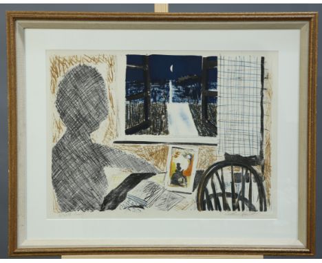 ALISTAIR GRANT (1925-1997), MOONLIGHT THROUGH WINDOW, signed and inscribed 'artists proof' in pencil, coloured lithograph, fr