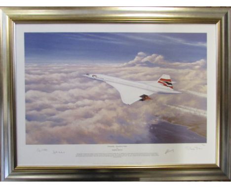 Limited edition print by Stephen Brown 68/400 'Concorde - Second to None' also signed by David Leney,John Lidiard and Christo