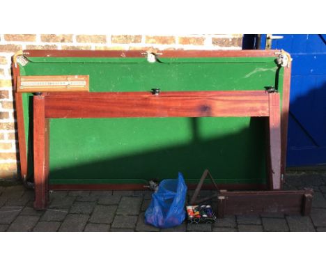 Quarter size slate bed snooker table with snooker & pool balls etc (af)