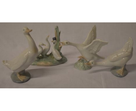 4 Lladro / Nao figures of ducks (AF some repairs)