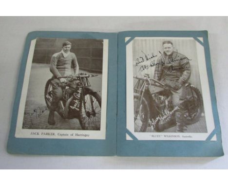 Evening Chronical Speedway Stars Art Photo album containg some original autographs inc 'Bluey' Wilkinson, Jack Parker, Bill K