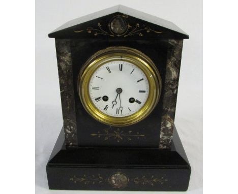Slate and marble mantle clock