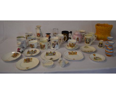 Various ceramics including commemorative cups, mugs, saucers etc