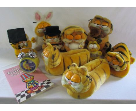 Various Garfield soft toys, slippers, alarm clock etc