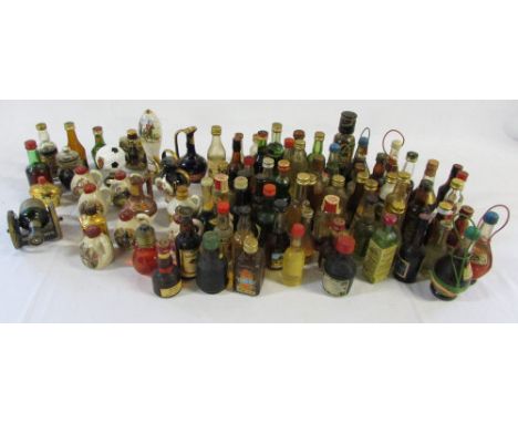 Selection of alcoholic miniatures inc ceramic and novelty bottles