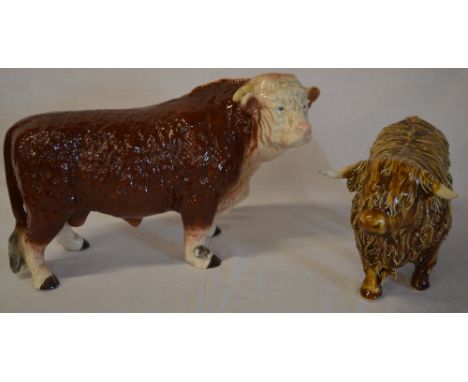 Large Melba Ware Bull and a Highland bull