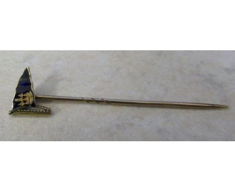 9ct gold enamel burgee stick pin weight 1.4 g