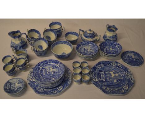 Spode Italian tea / breakfast set including egg cups, teapot, cups, saucers etc (some parts AF)