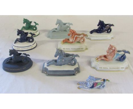 Selection of The Royal Tournament commemorative figures - 1990 (Wedgwood), 1993,94 (Royal Worcester), 1995,86,97,98 & 99 (Her
