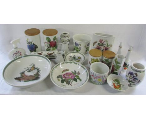 Quantity of Portmeirion inc Botanical Garden vases, Pomona storage jars and bird rolling pin (2 boxes)