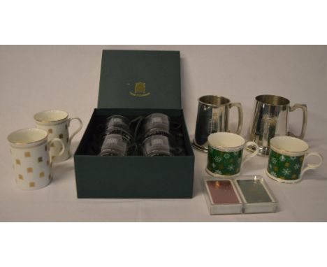 House of Commons branded goods including set of playing cards, mugs/cups, tankards and drinking glasses