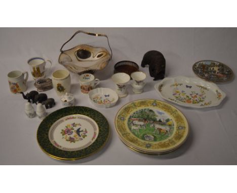 Ceramic collectors plates, commemorative mugs, Ronson table lighter etc