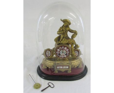 French 19th century ornate gilt mantle clock under a glass dome signed R &amp; C Paris &amp; London 295 (Richard &amp; Co) (d