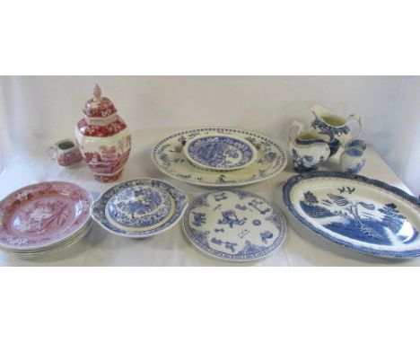 Assorted blue and white & pink and white ceramics inc Spode