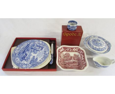 Boxed Spode cake plate and ramekin dishes etc