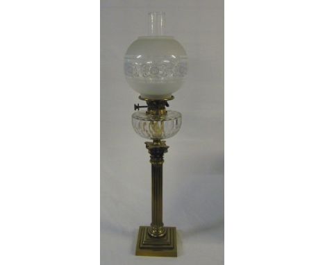 Brass paraffin lamp H 78 cm