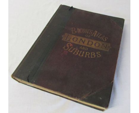 Bacon's new large scale Atlas of London and suburbs 1909 (af) (significant water damage to rear of book)