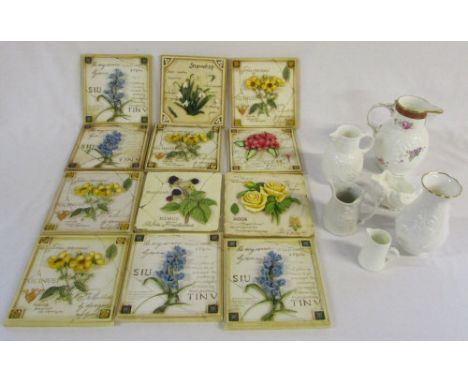 Assorted ceramics inc flower tiles, Coalport, Royal Worcester & Portmeirion
