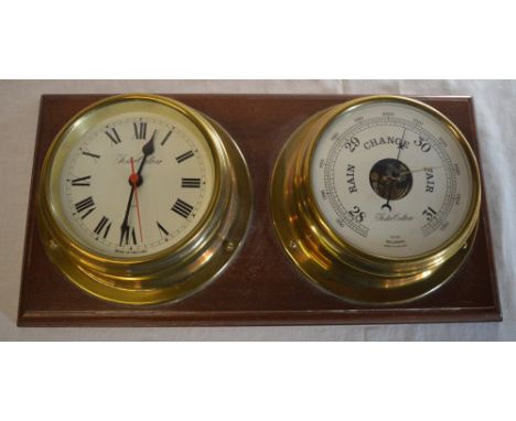 Foster Callear mounted modern quartz ships clock and barometer