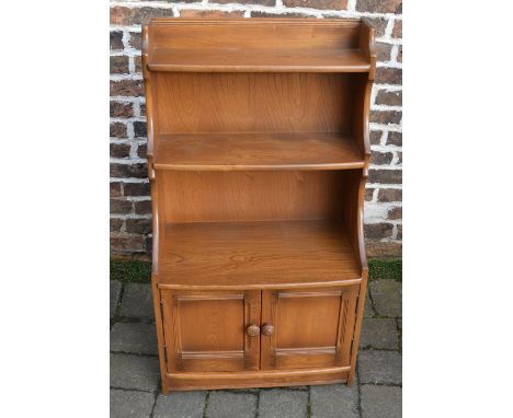 Small Ercol mid brown cabinet / book shelf H 111 cm, W 61 cm, D 33 cm