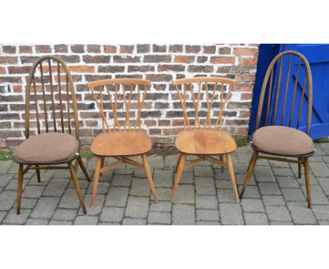 2 Ercol hoop back chairs and 2 Ercol spindle back chairs