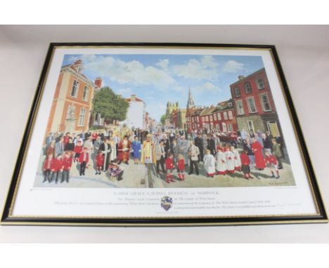 Local interest, Nigel Purchase, view of West Street, Chichester, 'To Her Grace Lavinia Duchess of Norfolk', limited edition c