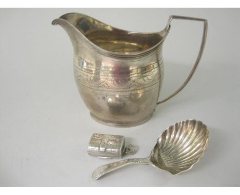 A William IV Pendant Vinaigrette in the form of a bag with acorn and leafage engraving, Birmingham 1832, maker: T.S., a Georg