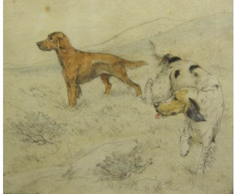 GEORGE VERNON STOKES, Hunting Dog Studies, coloured etchings, pencil signed and numbered,Pl 11 x 12in; four (4)