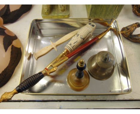 A decorative dagger and sheaf, Owl paper knife etc.