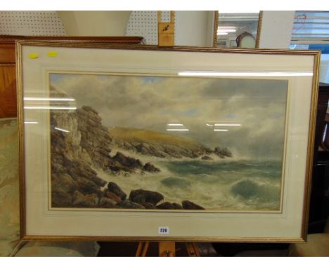 A gilt framed Victorian watercolour, seascape, signed