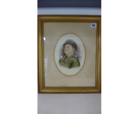 P.F. Robinet watercolour and pencil portrait - British Army Officer - 35cm x 40cm 