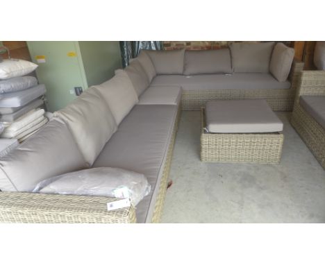 A Bramblecrest Sahara Prestige sofa set with cushions and coffee table