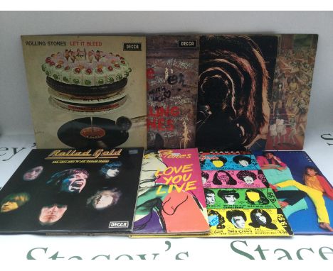 Eight Rolling Stones LPs comprising 'Let It Bleed', 'Some Girls' and others.