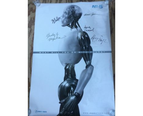 A multi signed rolled film poster for i-Robot, signed by Will Smith, Bridget Moynahan, Bruce Greenwood and other cast members
