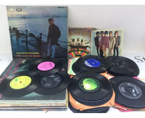 A bag of LPs, EPs and 7" singles by various artists including The Rolling Stones, Deep Purple, Eddie Cochran and others. Plea