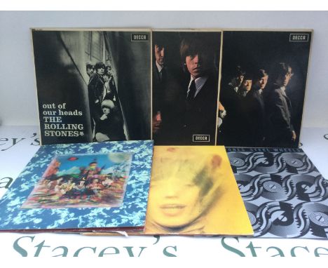 Six Rolling Stones LPs including 'Their Satanic Majesties Request' with lenticular sleeve, the self titled debut LP and other